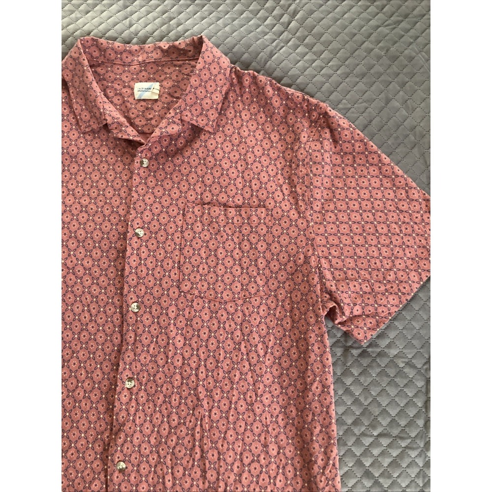 Fair Harbor Shirt Mens XL Red Geometric Short Sleeve Button Up Stretch Casual - Picture 3 of 9